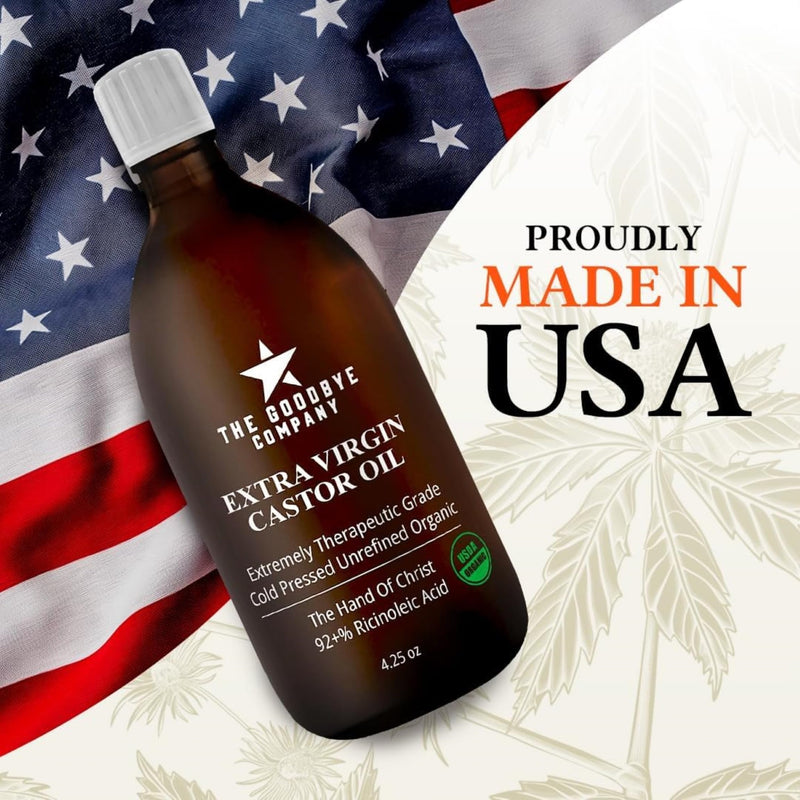 The Goodbye Company Organic Castor Oil – 100% Pure Extra Virgin, Cold-Pressed & Unrefined – Hexane-Free – Nourishing Oil for Healthy Skin, Hair Growth & Eyelashes (250mL)