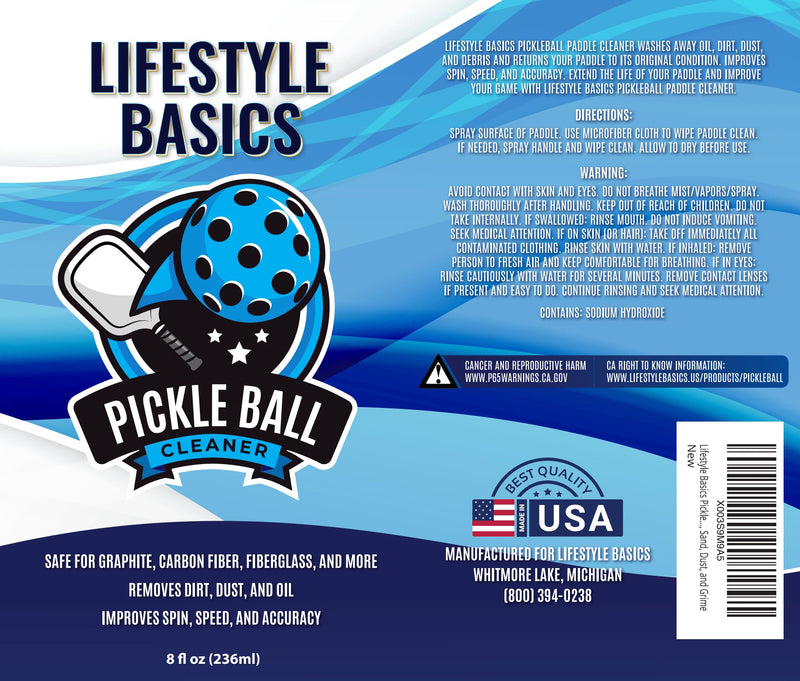 Lifestyle Basics Pickleball Paddle Cleaner Spray | Improves Spin and Accuracy | Washes Away Dirt, Oil, Sand, Dust, and Grime