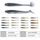 RUNCL Swimbaits Paddle 10/20/30/40PCS, 5/4/3/2 Inchs Paddle Tail, Soft Lure for Trout Crappie Bass, Durable Plastic Bait Swimmer for Saltwater/Freshwater, Fishing Lover's Gift