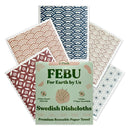 FEBU Reusable Paper Towels Washable | 5 Pack Japanese Pattern Swedish Dish Towels | Swedish Dishcloths for Kitchen | Non-Scratch Cellulose Sponge Cloths | No Odor, Biodegradable, Swedish Cloths