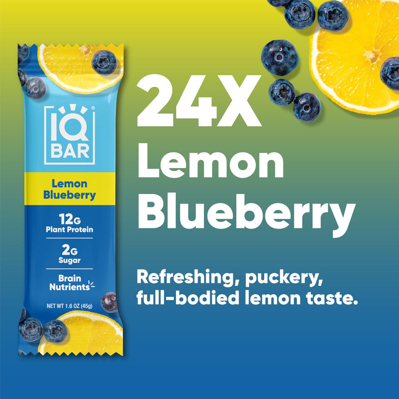 IQBAR Brain and Body Plant Protein Bars - Peanut Butter Chip - 12 Count, Low Carb, High Fiber, Gluten Free, Vegan Snacks - Low Sugar Keto Energy Bars