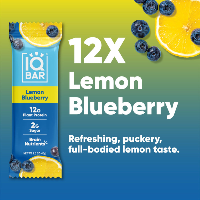 IQBAR Brain and Body Plant Protein Bars - Peanut Butter Chip - 12 Count, Low Carb, High Fiber, Gluten Free, Vegan Snacks - Low Sugar Keto Energy Bars