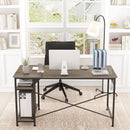 Engriy Writing Computer Desk 47", Home Office Study Desk with 2 Storage Shelves on Left or Right Side, Industrial Simple Style Wood Table Metal Frame for PC Laptop Notebook