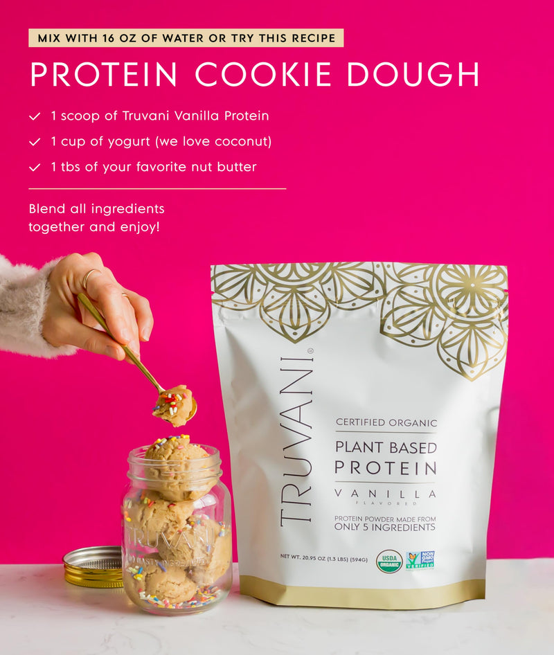Truvani Vegan Pea Protein Powder | Vanilla | 20g Organic Plant Based Protein | 18 Servings | Keto | Gluten & Dairy Free | Low Carb | No Added Sugar