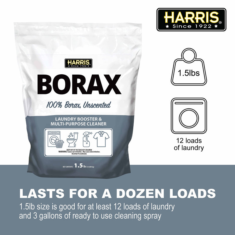 Harris Borax Powder Laundry Booster and Multipurpose Cleaner, 1.5lb (Unscented)