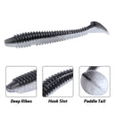 RUNCL Swimbaits Paddle 10/20/30/40PCS, 5/4/3/2 Inchs Paddle Tail, Soft Lure for Trout Crappie Bass, Durable Plastic Bait Swimmer for Saltwater/Freshwater, Fishing Lover's Gift