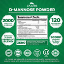 Zazzee D-Mannose Powder Plus, 2000 mg, 30 Servings, Potent & Fast-Acting, Plus 5 Billion CFU Probiotics and Pure Cranberry Juice Extract, Kosher, Free Scoop, 2.98 Oz, Gluten-Free, Non-GMO, All-Natural