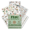 FEBU Reusable Paper Towels Washable | 5 Pack Japanese Pattern Swedish Dish Towels | Swedish Dishcloths for Kitchen | Non-Scratch Cellulose Sponge Cloths | No Odor, Biodegradable, Swedish Cloths