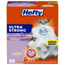 Hefty Ultra Strong 13 Gallon Trash Bags, Tall Kitchen Trash Bags 13 Gallon Size, Drawstring Closure, Continuous Odor Control, White, Clean Burst Scent, 110 Bags