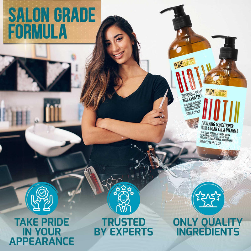 Argan Oil Shampoo and Conditioner Set - Sulfate Free Moroccan Care with Keratin - For Curly, Straight, Dry and Damaged Hair - Moisturizing, Hydrating, Anti Frizz Salon Technology