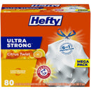 Hefty Ultra Strong 13 Gallon Trash Bags, Tall Kitchen Trash Bags 13 Gallon Size, Drawstring Closure, Continuous Odor Control, White, Clean Burst Scent, 110 Bags