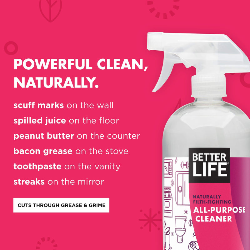 Better Life All Purpose Cleaner - Multipurpose Home and Kitchen Cleaning Spray for Glass, Countertops, Appliances, Upholstery & More - Multi-surface Spray Cleaner - 32oz Clary Sage & Citrus