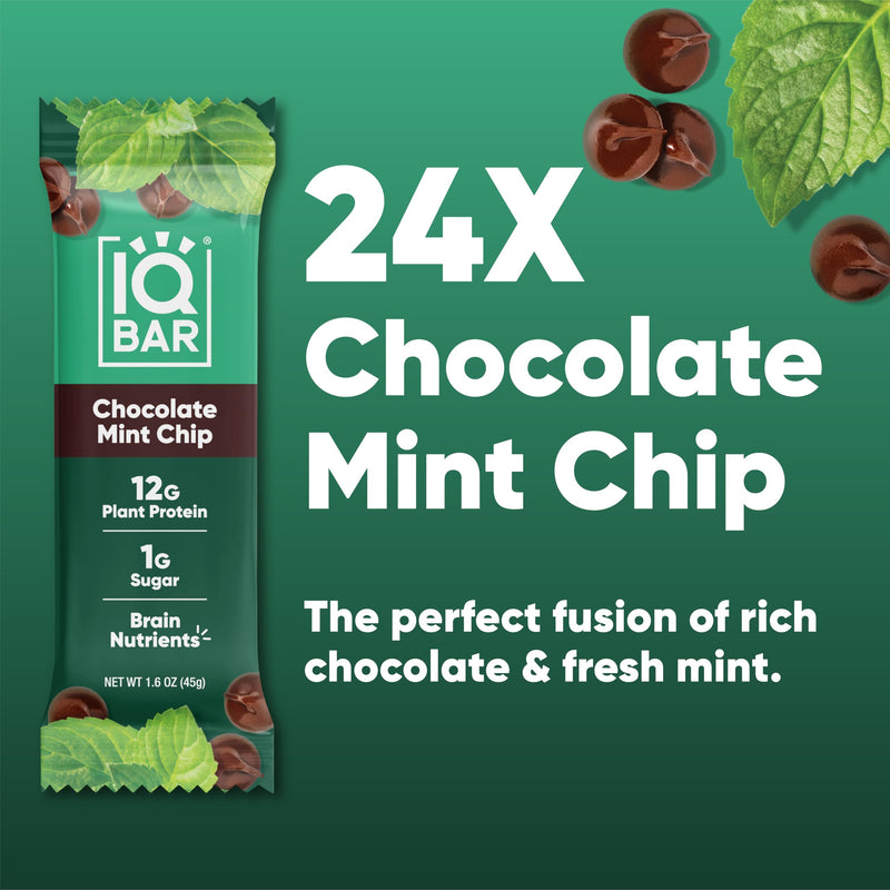 IQBAR Brain and Body Plant Protein Bars - Peanut Butter Chip - 12 Count, Low Carb, High Fiber, Gluten Free, Vegan Snacks - Low Sugar Keto Energy Bars