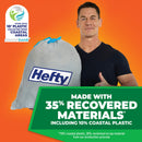 Hefty Ultra Strong 13 Gallon Trash Bags, Tall Kitchen Trash Bags 13 Gallon Size, Drawstring Closure, Continuous Odor Control, White, Clean Burst Scent, 110 Bags