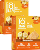 IQBAR Brain and Body Plant Protein Bars - Peanut Butter Chip - 12 Count, Low Carb, High Fiber, Gluten Free, Vegan Snacks - Low Sugar Keto Energy Bars