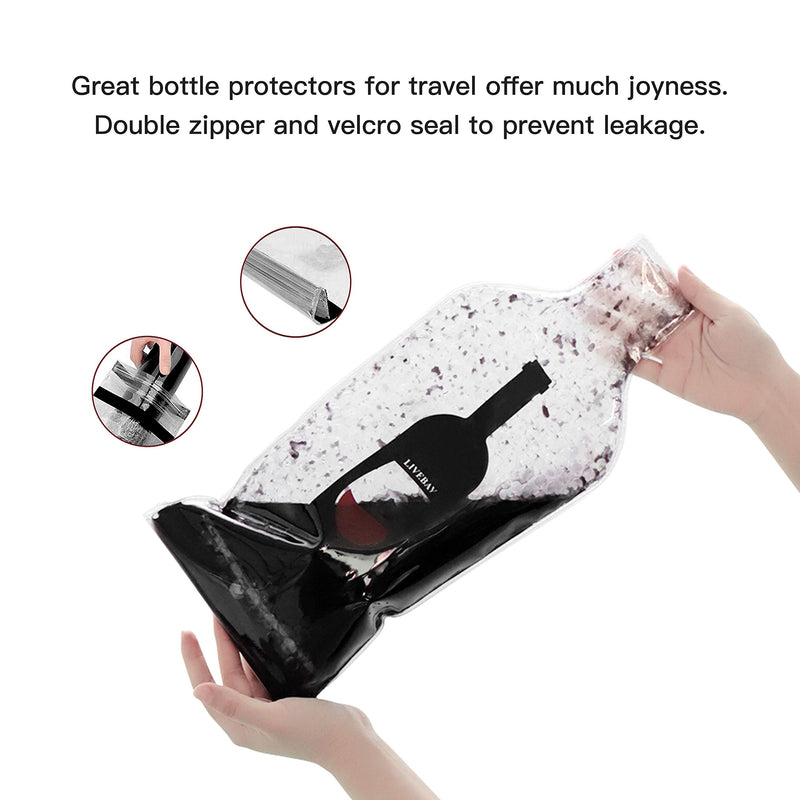 LIVEBAY 5 Pack Reusable Wine Bag for Travel Wine Bottle Protector Sleeve for Airplane Car Cruise Protection Luggage Leak-proof