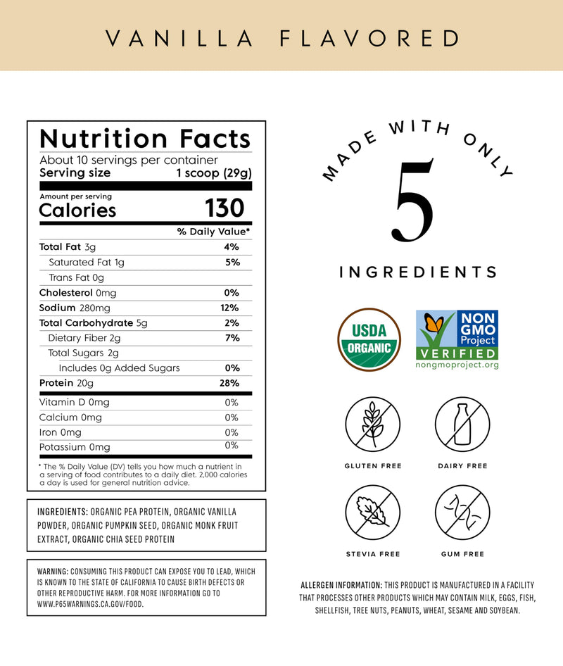 Truvani Vegan Pea Protein Powder | Vanilla | 20g Organic Plant Based Protein | 18 Servings | Keto | Gluten & Dairy Free | Low Carb | No Added Sugar