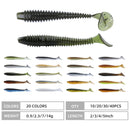 RUNCL Swimbaits Paddle 10/20/30/40PCS, 5/4/3/2 Inchs Paddle Tail, Soft Lure for Trout Crappie Bass, Durable Plastic Bait Swimmer for Saltwater/Freshwater, Fishing Lover's Gift