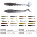 RUNCL Swimbaits Paddle 10/20/30/40PCS, 5/4/3/2 Inchs Paddle Tail, Soft Lure for Trout Crappie Bass, Durable Plastic Bait Swimmer for Saltwater/Freshwater, Fishing Lover's Gift