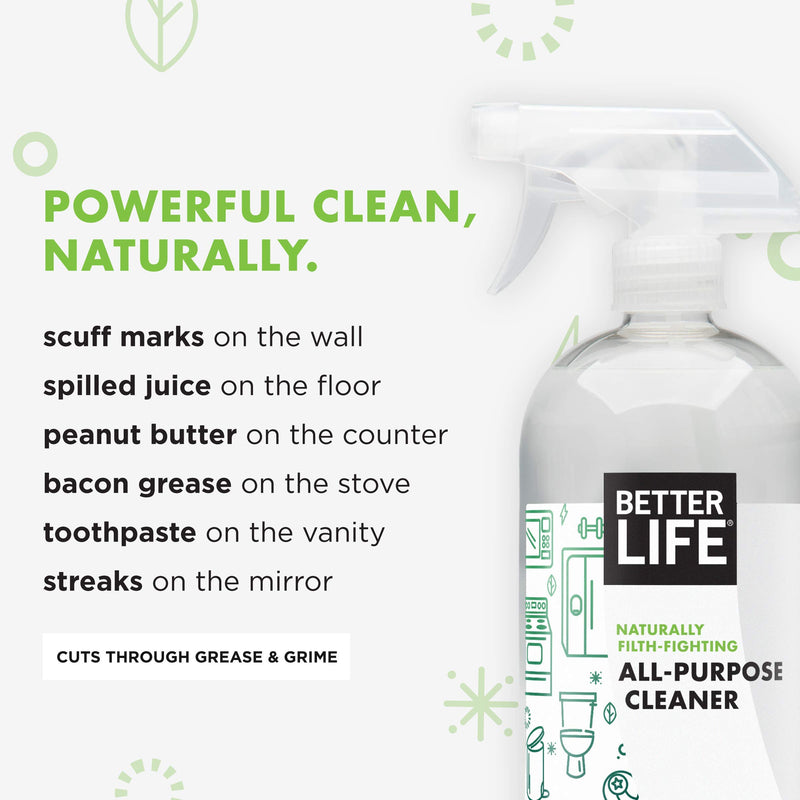 Better Life All Purpose Cleaner - Multipurpose Home and Kitchen Cleaning Spray for Glass, Countertops, Appliances, Upholstery & More - Multi-surface Spray Cleaner - 32oz Clary Sage & Citrus