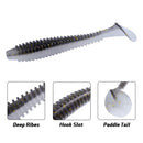 RUNCL Swimbaits Paddle 10/20/30/40PCS, 5/4/3/2 Inchs Paddle Tail, Soft Lure for Trout Crappie Bass, Durable Plastic Bait Swimmer for Saltwater/Freshwater, Fishing Lover's Gift