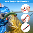 PLUSINNO 133PCS 5.5" Wacky Worm Fishing Lure Kit, Soft Plastic Fishing Lures, Grub Baits Hook Wacky Rig Bass Trout Fishing Worms Lures w/Tackle Box-A