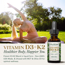 Vitamin D3 with K2 Liquid Drops, All Natural, Non-GMO, 1208iu D3 and 25mcg K2 (mk7) per Serving, Support Your Bones, Immune System and Energy Levels, with or Without Peppermint Oil