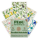 FEBU Reusable Paper Towels Washable | 5 Pack Japanese Pattern Swedish Dish Towels | Swedish Dishcloths for Kitchen | Non-Scratch Cellulose Sponge Cloths | No Odor, Biodegradable, Swedish Cloths