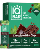 IQBAR Brain and Body Plant Protein Bars - Chocolate Lovers Variety - 12-Count Low Carb - Gluten Free, High Fiber, Vegan Snacks - Low Sugar Meal Replacement