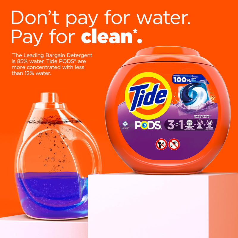 Tide PODS Laundry Detergent Soap Pacs, HE Compatible, 42 Count, Powerful 3-in-1 Clean in one Step, Spring Meadow Scent