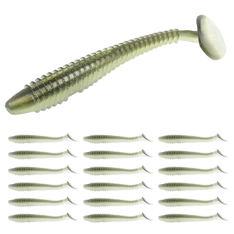 RUNCL Swimbaits Paddle 10/20/30/40PCS, 5/4/3/2 Inchs Paddle Tail, Soft Lure for Trout Crappie Bass, Durable Plastic Bait Swimmer for Saltwater/Freshwater, Fishing Lover's Gift