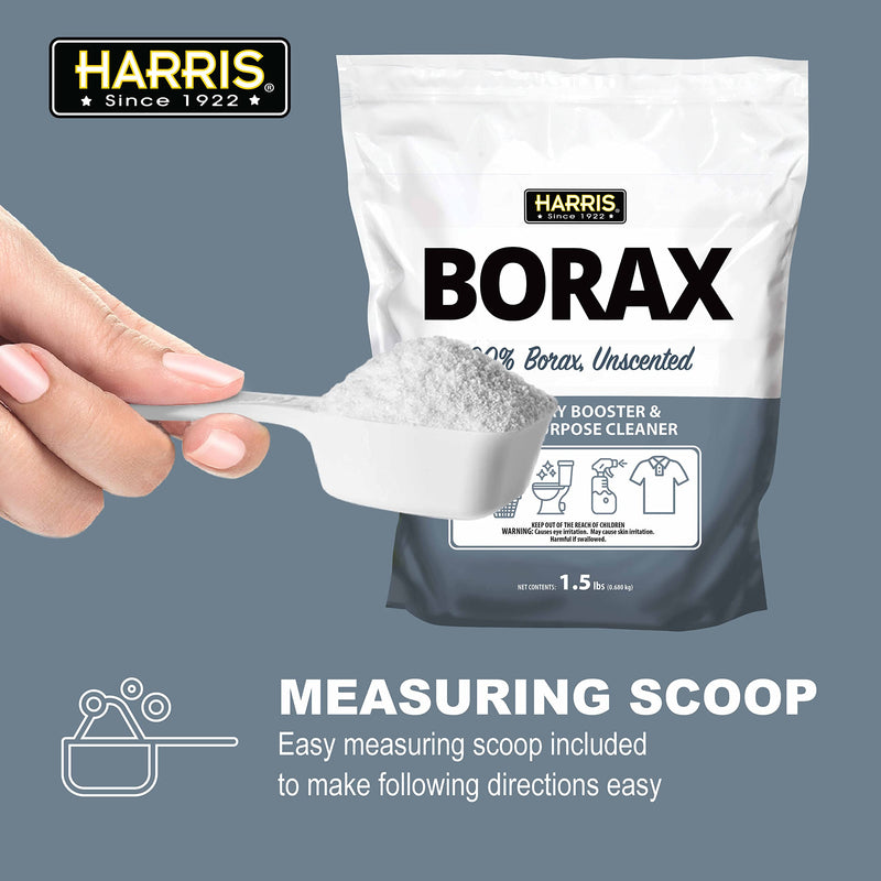 Harris Borax Powder Laundry Booster and Multipurpose Cleaner, 1.5lb (Unscented)