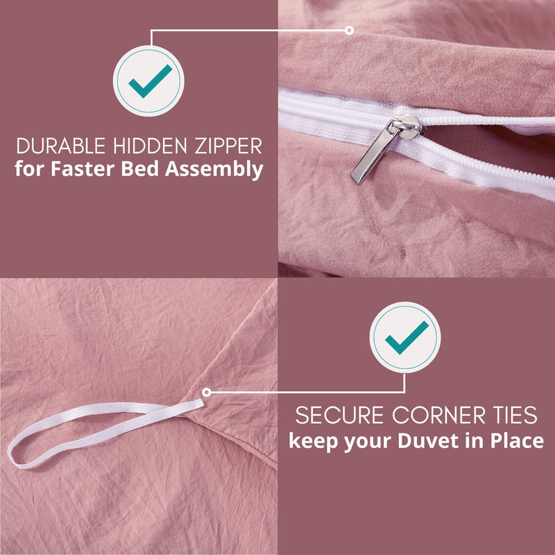 ALAZURIA Bedding Duvet Cover 2 Piece Set - Super Soft Prewashed, Duvet Covers Twin with Zipper Closure & 4 Corner Ties (1 Duvet Cover + 1 Pillow Case) Terracotta Pastel, Twin