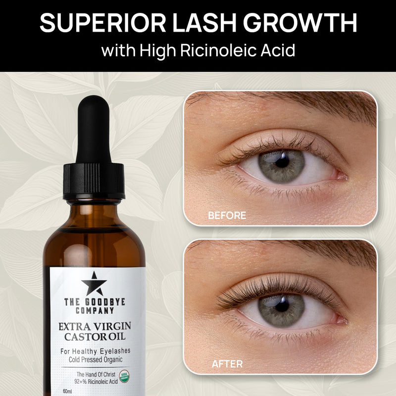 The Goodbye Company Organic Castor Oil – 100% Pure Extra Virgin, Cold-Pressed & Unrefined – Hexane-Free – Nourishing Oil for Healthy Skin, Hair Growth & Eyelashes (250mL)