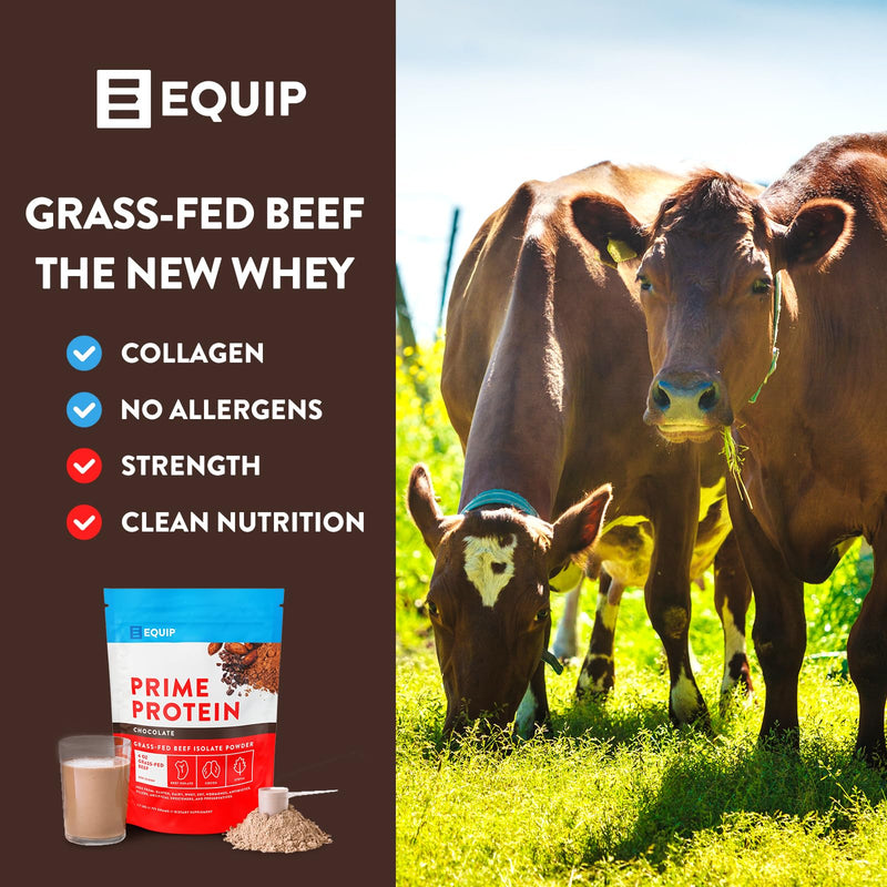 Equip Foods Prime Protein - Grass Fed Beef Protein Powder Isolate - Paleo and Keto Friendly, Gluten Free Carnivore Protein Powder - Unflavored, 1.39 Pounds - Helps Build and Repair Tissue