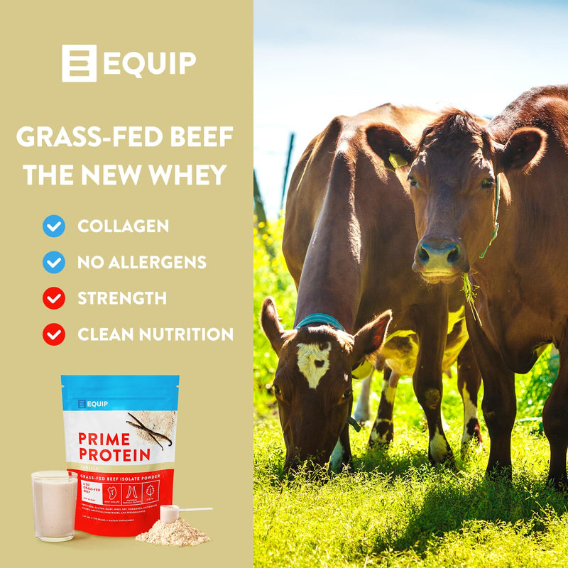 Equip Foods Prime Protein - Grass Fed Beef Protein Powder Isolate - Paleo and Keto Friendly, Gluten Free Carnivore Protein Powder - Unflavored, 1.39 Pounds - Helps Build and Repair Tissue