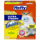 Hefty Ultra Strong 13 Gallon Trash Bags, Tall Kitchen Trash Bags 13 Gallon Size, Drawstring Closure, Continuous Odor Control, White, Clean Burst Scent, 110 Bags