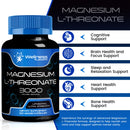 Magnesium l-Threonate Supplement Capsules 120 Count - 3000mg - High Absorption Magnesium Supplement Liposomal, Ultra Strength Magnesium Threonate for Brain, Sleep Support, Energy, and Heart Health
