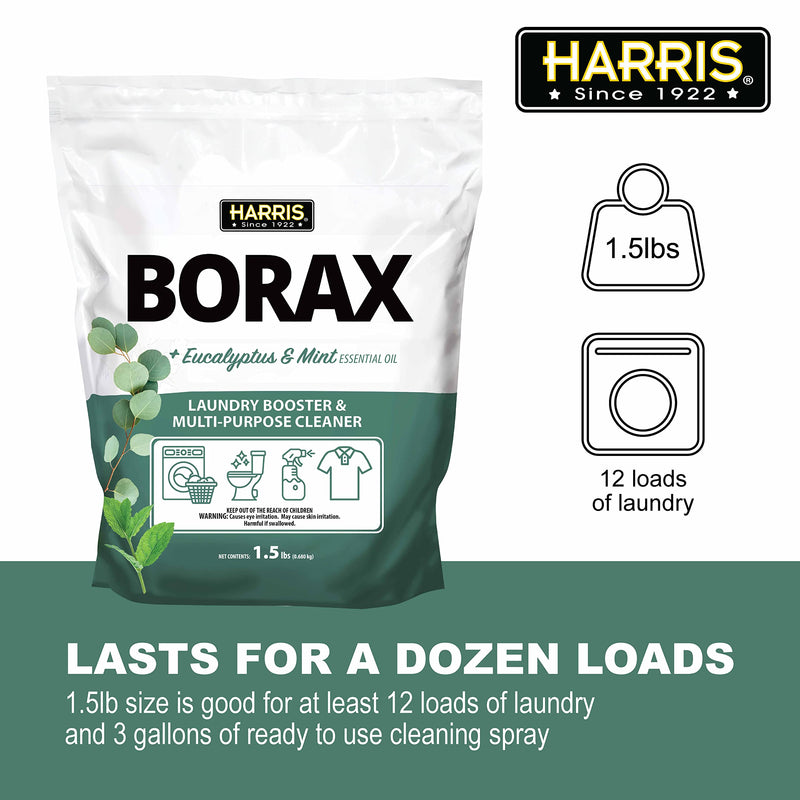 Harris Borax Powder Laundry Booster and Multipurpose Cleaner, 1.5lb (Unscented)