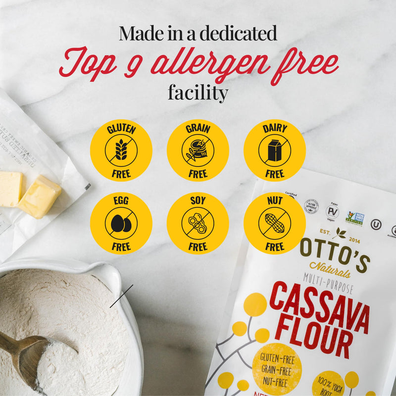 Otto's Naturals Multi-Purpose Cassava Flour, Non-GMO, Gluten-Free, Grain, Nut and Gum-Free, 1-to-1 Wheat Flour Alternative, Paleo, AIP, 2 lb