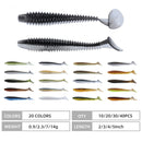 RUNCL Swimbaits Paddle 10/20/30/40PCS, 5/4/3/2 Inchs Paddle Tail, Soft Lure for Trout Crappie Bass, Durable Plastic Bait Swimmer for Saltwater/Freshwater, Fishing Lover's Gift