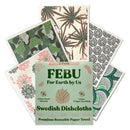 FEBU Reusable Paper Towels Washable | 5 Pack Japanese Pattern Swedish Dish Towels | Swedish Dishcloths for Kitchen | Non-Scratch Cellulose Sponge Cloths | No Odor, Biodegradable, Swedish Cloths