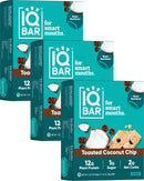 IQBAR Brain and Body Plant Protein Bars - Peanut Butter Chip - 12 Count, Low Carb, High Fiber, Gluten Free, Vegan Snacks - Low Sugar Keto Energy Bars