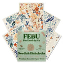 FEBU Reusable Paper Towels Washable | 5 Pack Japanese Pattern Swedish Dish Towels | Swedish Dishcloths for Kitchen | Non-Scratch Cellulose Sponge Cloths | No Odor, Biodegradable, Swedish Cloths
