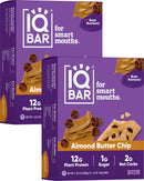 IQBAR Brain and Body Plant Protein Bars - Peanut Butter Chip - 12 Count, Low Carb, High Fiber, Gluten Free, Vegan Snacks - Low Sugar Keto Energy Bars