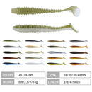 RUNCL Swimbaits Paddle 10/20/30/40PCS, 5/4/3/2 Inchs Paddle Tail, Soft Lure for Trout Crappie Bass, Durable Plastic Bait Swimmer for Saltwater/Freshwater, Fishing Lover's Gift