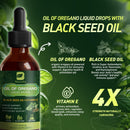 B BEWOTHS Organic Oregano Oil Drops | Oil of Oregano with Black Seed Oil, Vitamin E, 80% Carvacrol Oregano Drops for Immune, Antioxidant, Gut Detox Cleanser Support - Non-GMO, Vegan (240-day Supply)