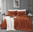 ALAZURIA Bedding Duvet Cover 2 Piece Set - Super Soft Prewashed, Duvet Covers Twin with Zipper Closure & 4 Corner Ties (1 Duvet Cover + 1 Pillow Case) Terracotta Pastel, Twin