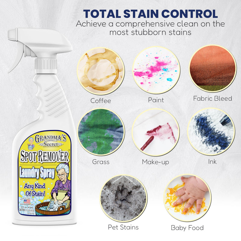 Grandma's Secret Spot Remover Laundry Spray - Chlorine, Bleach and Toxin-Free Stain Remover - Stain Remover for Clothes - Fabric Stain Remover Removes Oil, Paint, Blood and Pet Stains - 16 Oz, 3 Pack