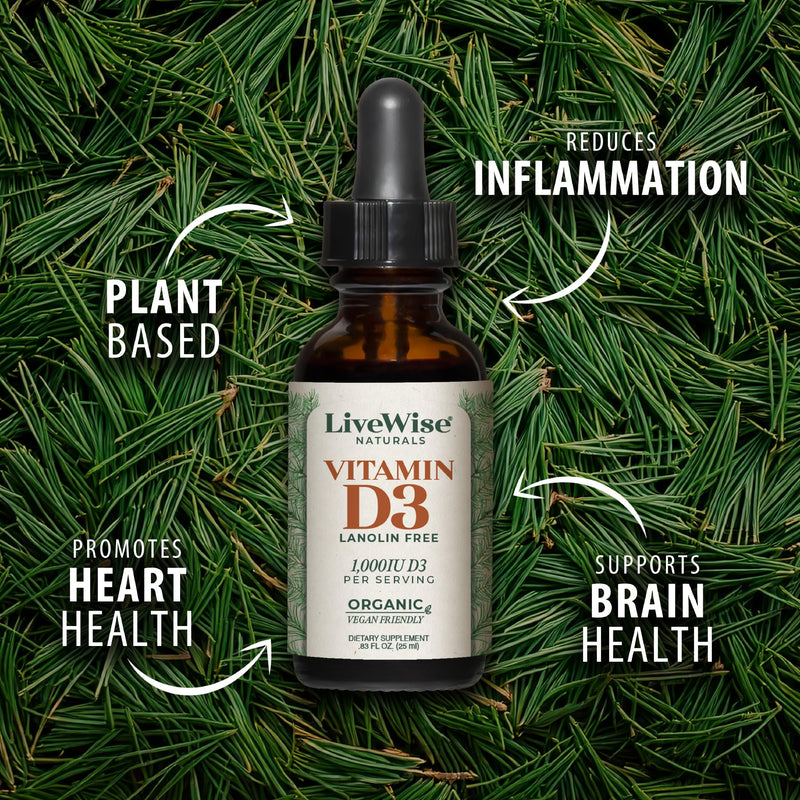 Vitamin D3 with K2 Liquid Drops, All Natural, Non-GMO, 1208iu D3 and 25mcg K2 (mk7) per Serving, Support Your Bones, Immune System and Energy Levels, with or Without Peppermint Oil